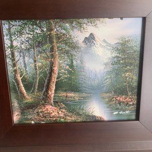 SMALL M.Scott Signed Oil On Canvas 3D Landscape 10X8 , Frame 14.5X12.5in